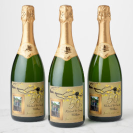 50e Jubileum Lovebirds Keepsake Label Sparkling Wijnetiket