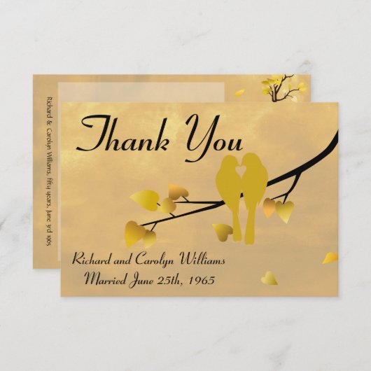 50e Jubileum Lovevogels Dank u wel Bedankkaart (Voorkant / Achterkant)