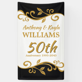 50e Jubileum met bruiloft White Gold Black Flouris Spandoek