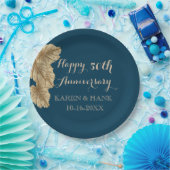 50e Jubileum met bruinkool gouden leder Papieren Bordje (Feest)