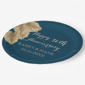 50e Jubileum met bruinkool gouden leder Papieren Bordje (Gekanteld)