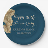 50e Jubileum met bruinkool gouden leder Papieren Bordje (Voorkant)