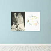 50e Jubileum met een gouden bruiloft Foto's Floral Canvas Afdruk (Insitu (Houten vloer))