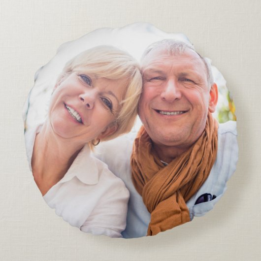 50e Jubileum met een gouden bruiloft Foto's Floral Rond Kussen (Achterkant)