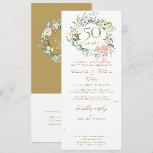 50e Jubileum met een gouden bruiloft Kaart (Voorkant / Achterkant)