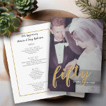 50e Jubileum met foto op achterzijde - diner Menu<br><div class="desc">Een elegant maar modern design met een modern fototoestel aan één kant en de informatie in het menu van het diner aan de tweede kant.</div>