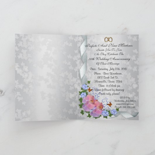 50e Jubileum met foto-uitnodigingen (Binnen)