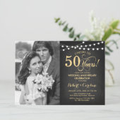 50e Jubileum met foto - Zwart en Goud Kaart (Staand voorkant)