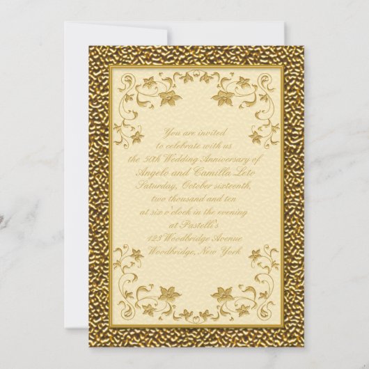 50e Jubileum met Gold Heart-uitnodiging Kaart (Achterkant)