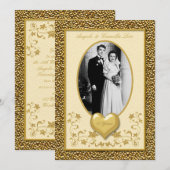 50e Jubileum met Gold Heart-uitnodiging Kaart (Voorkant / Achterkant)