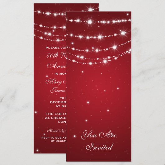 50e Jubileum met mousserende keten Rood Kaart (Voorkant / Achterkant)