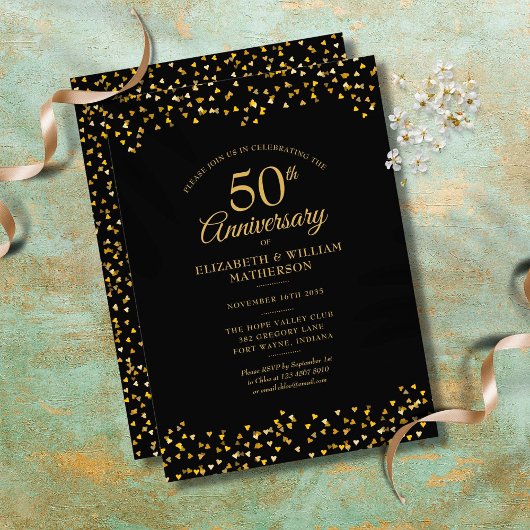 50e Jubileum met weddenschap - Zwarte goudliefdesh Kaart