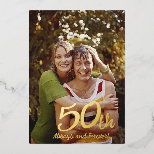 50e Jubileum Modern Folie Uitnodiging (Voorkant)