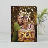 50e Jubileum Modern Folie Uitnodiging (Staand Voorkant)