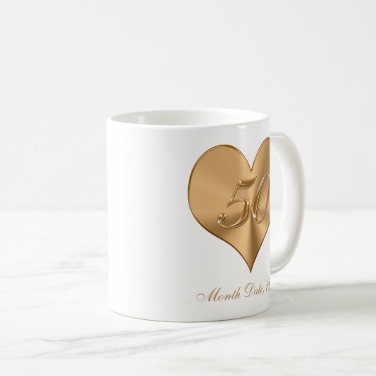 50e Jubileum Mokken Golden Hearts met JOUW TEKST (Voorkant rechts)