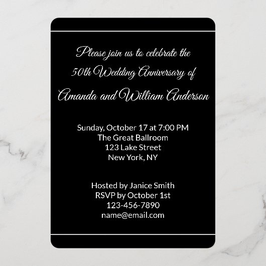 50e Jubileum Monogram Wijnglazen Cheers Gold Folie Uitnodiging (Achterkant)