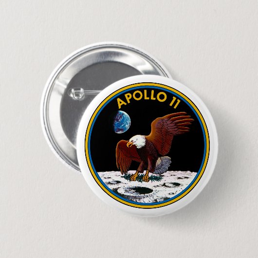 50e Jubileum Moon Landing, Apollo 11 insignia: Ronde Button 5,7 Cm (Voorkant /achterkant)