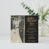 50e Jubileum net getrouwd bruiloft fotoplein Kaart (Staand voorkant)