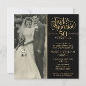 50e Jubileum net getrouwd bruiloft fotoplein Kaart (Voorkant)