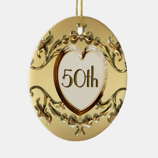 50e Jubileum of 50e geboortedag Keramisch Ornament (Rechts)