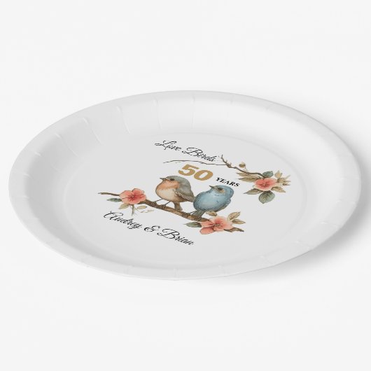 50e Jubileum of een jaar gepersonaliseerd Papieren Bordje (Gekanteld)