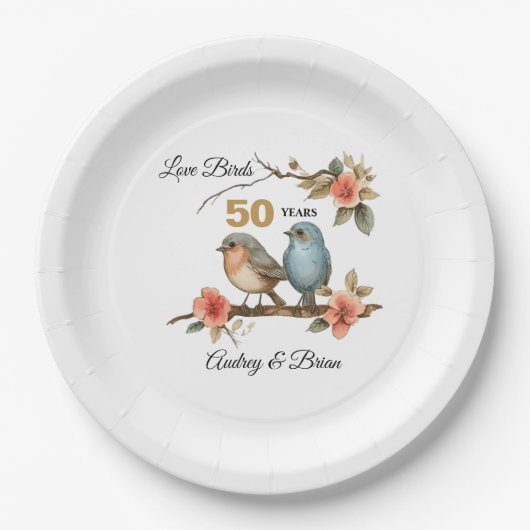 50e Jubileum of een jaar gepersonaliseerd Papieren Bordje (Voorkant)