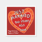 50e Jubileum of elk jaar leuk rood hart feest Servetten (Voorkant)