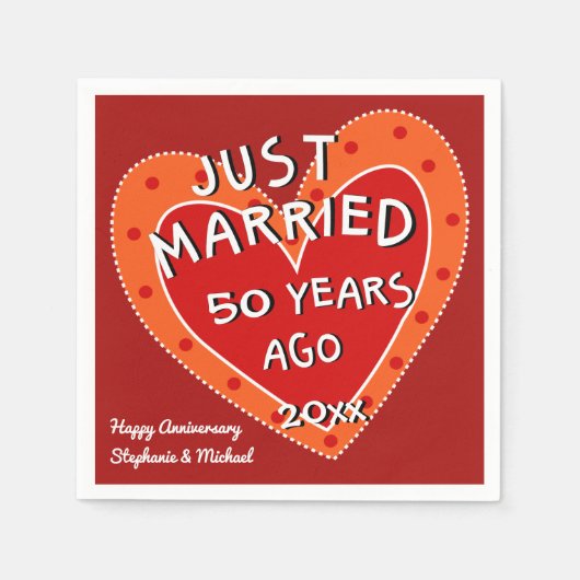 50e Jubileum of elk jaar leuk rood hart feest Servetten (Voorkant)