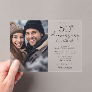 50e Jubileum One fotoaankondiging Acryl Uitnodigingen