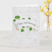 50e Jubileum op berkenboomrol Kaart (Gele Bloem)