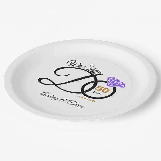 50e Jubileum op maat Papieren Bordje (Gekanteld)