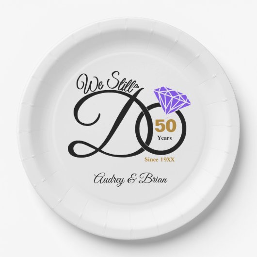 50e Jubileum op maat Papieren Bordje (Voorkant)