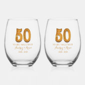 50e Jubileum op maat Wijnglas Zonder Voet (Voorkant)
