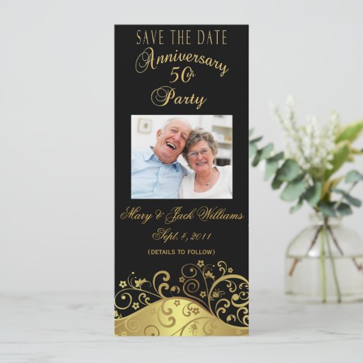 50e Jubileum Opslaan Datum Fotokaart Uitnodigen Save The Date (Staand voorkant)
