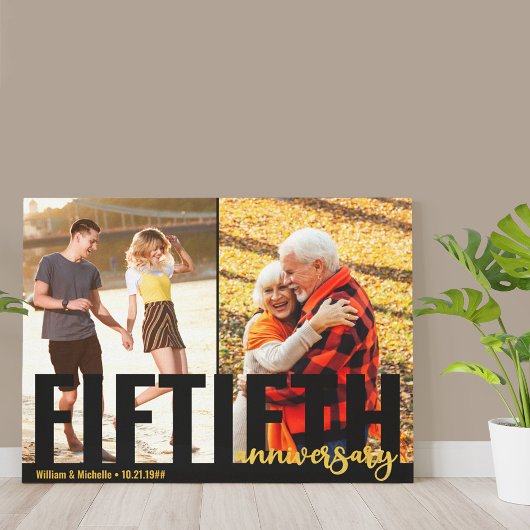 50e Jubileum Overmaatse Typografie 2 Foto Canvas Afdruk