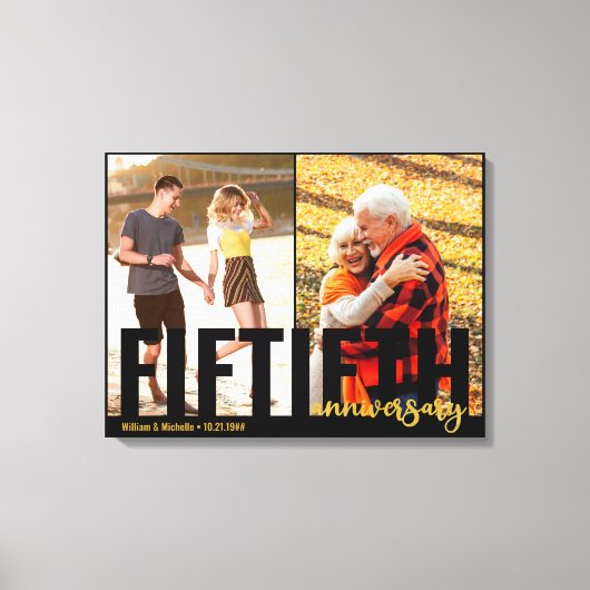 50e Jubileum Overmaatse Typografie 2 Foto Canvas Afdruk (Voorkant)