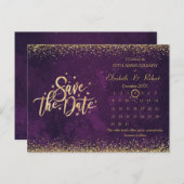 50e Jubileum Paarse Bruiloft De Datumkalender Aankondigingskaart (Voorkant / Achterkant)