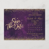 50e Jubileum Paarse Bruiloft De Datumkalender Aankondigingskaart (Voorkant)