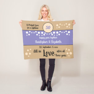 50e Jubileum paarse en gouden nog steeds verliefd Fleece Deken