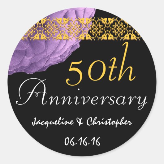 50e Jubileum PAARSE Rozen Sticker (Voorkant)