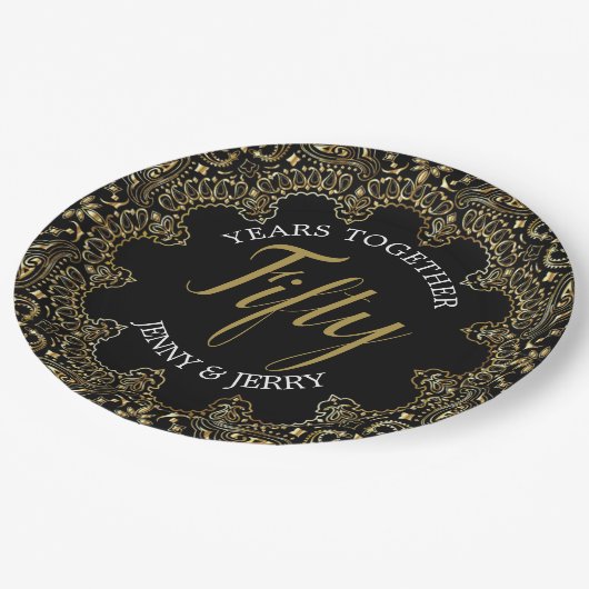 50e Jubileum Papier Bord met gouden accenten (Gekanteld)