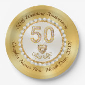 50e Jubileum papieren Borden, 7 of 9 inch Papieren Bordje (Voorkant)