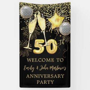 50e Jubileum partij bij de goudwedstrijd Champagne Spandoek