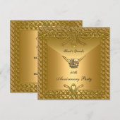 50e Jubileum-partij Elegant Gold Art Deco Kaart (Voorkant / Achterkant)