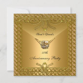 50e Jubileum-partij Elegant Gold Art Deco Kaart (Voorkant)