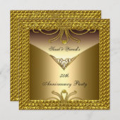 50e Jubileum-partij Elegant Gold Art Deco Kaart (Voorkant / Achterkant)