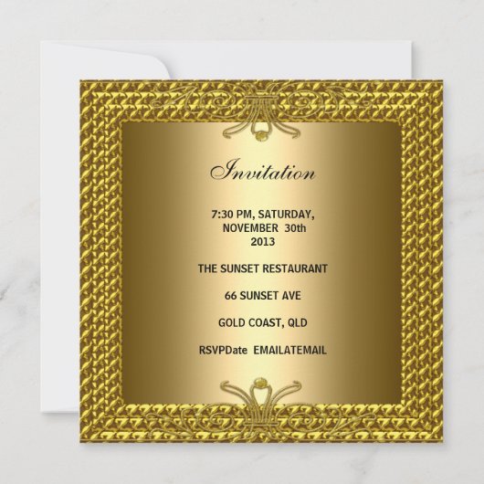 50e Jubileum-partij Elegant Gold Art Deco Kaart (Achterkant)