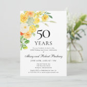 50e Jubileum Partij Gele Witte Floral Kaart (Staand voorkant)