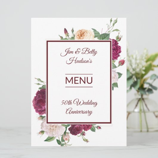 50e Jubileum Partij - Ontvangst Menu (Staand voorkant)