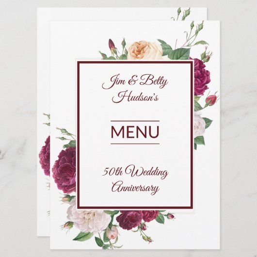 50e Jubileum Partij - Ontvangst Menu (Voorkant / Achterkant)